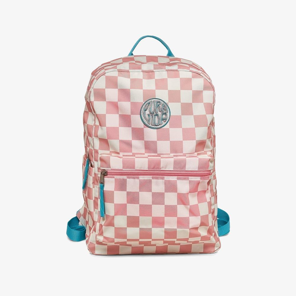 Pink Checkered Classic Backpack 1
