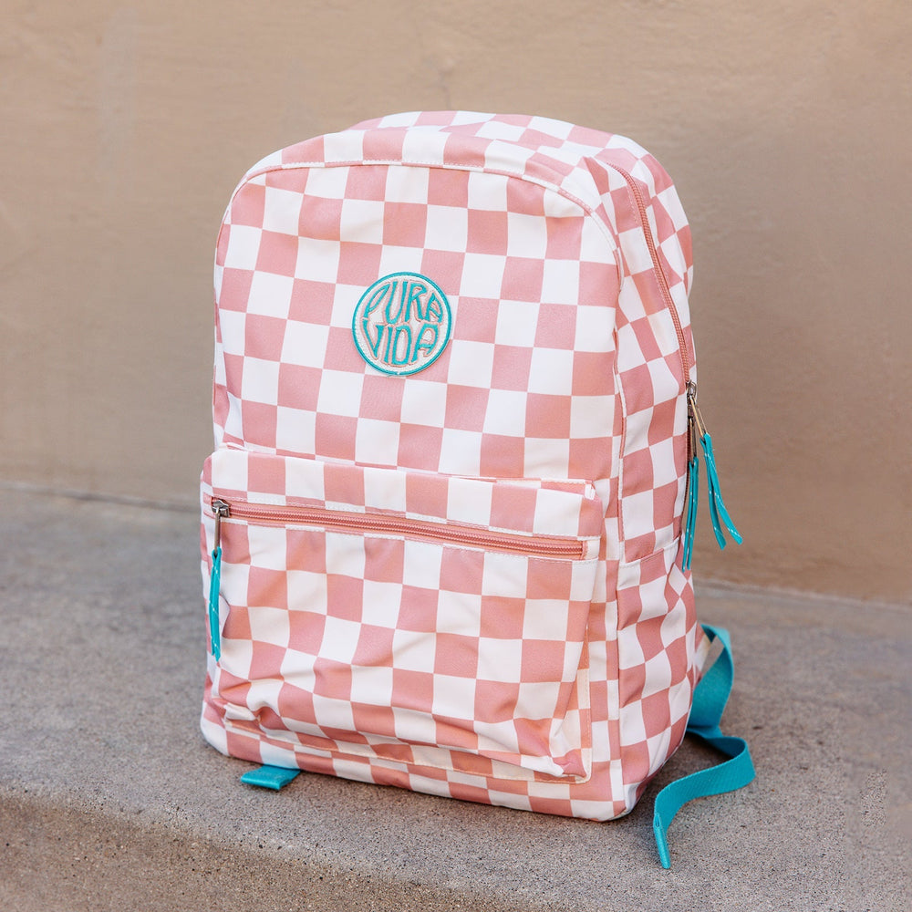 Pink Checkered Classic Backpack 4