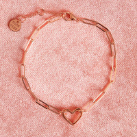 Open Heart Paperclip Chain Bracelet Gallery Thumbnail