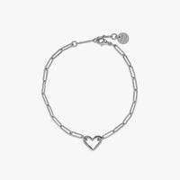 Open Heart Paperclip Chain Bracelet