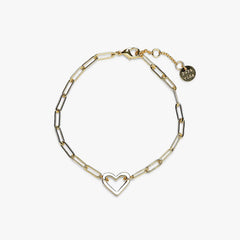 Open Heart Paperclip Chain Bracelet