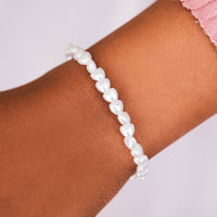 Mother of Pearl Heart Stretch Bracelet Gallery Thumbnail