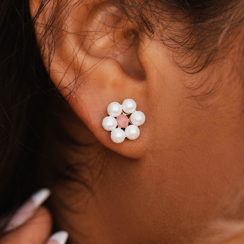 Bitty Pearl Flower Stud Earrings 2
