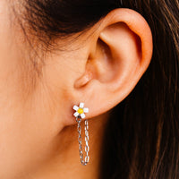 Daisy Seed Bead Chain Wrap Earrings Gallery Thumbnail