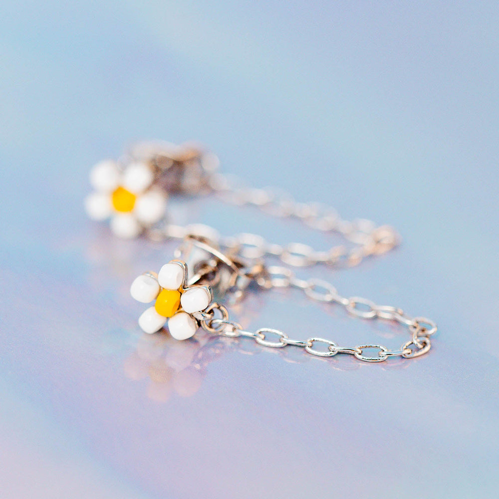 Daisy Seed Bead Chain Wrap Earrings 3