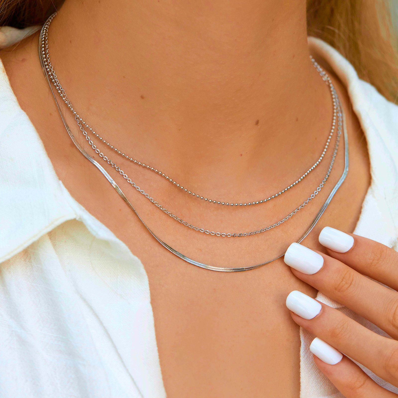 Layered chain clearance necklace silver