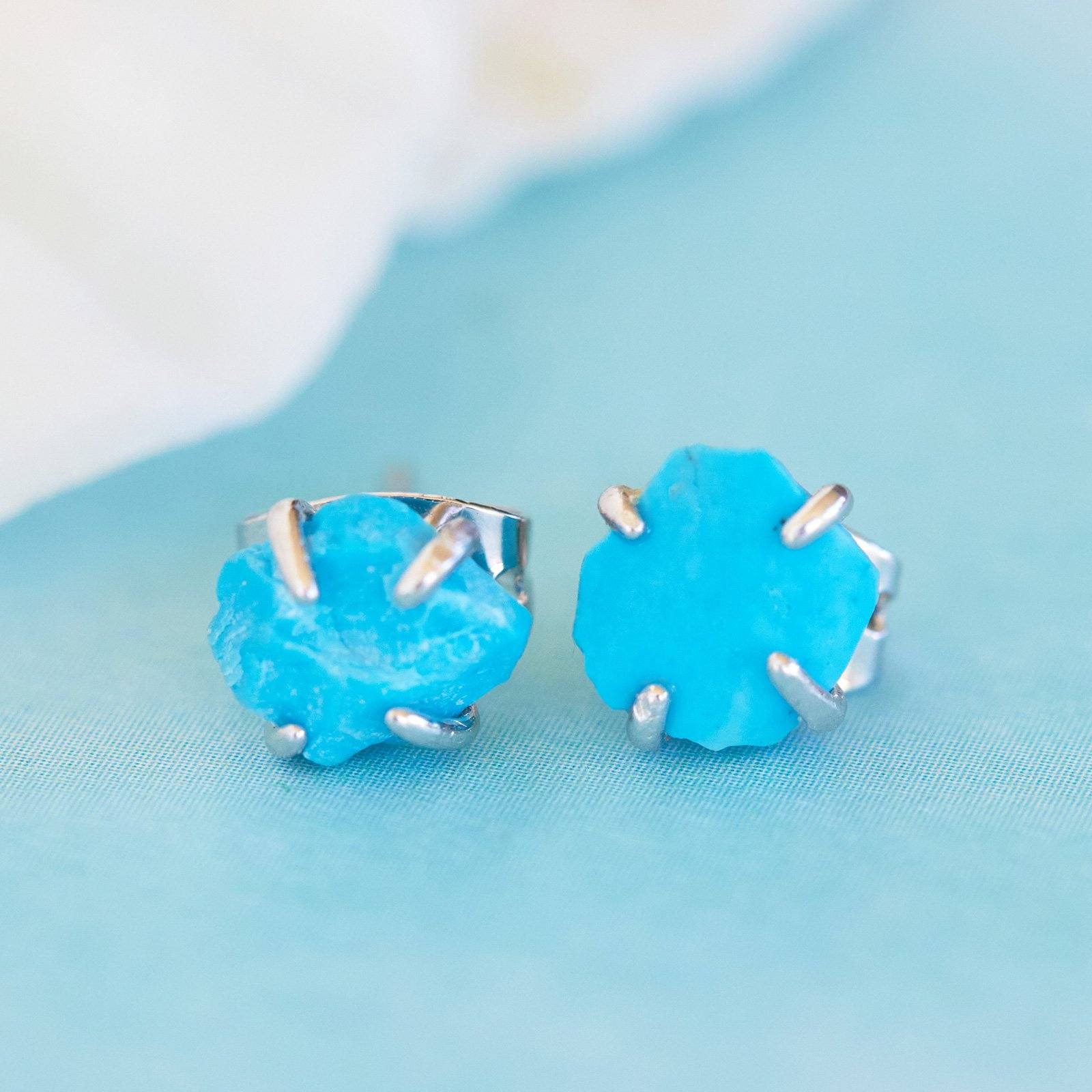 Raw gemstone stud earrings top