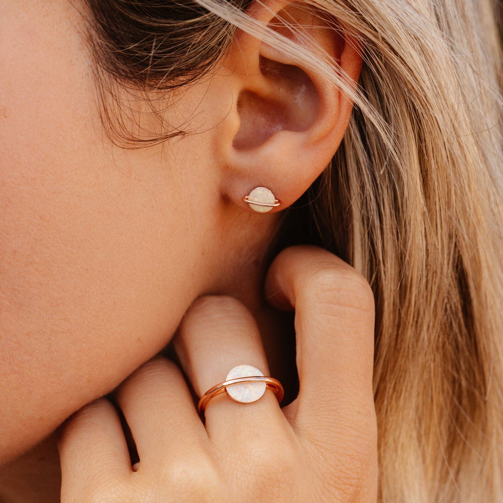 Opal Saturn Stud Earrings 11