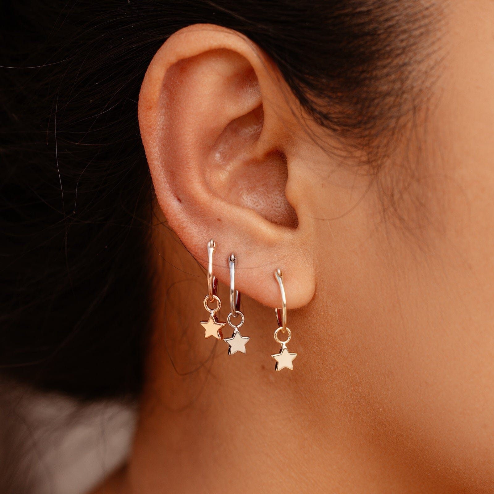 North star hoop earrings