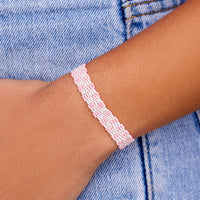 Pink Woven Seed Bead Checkerboard Bracelet Gallery Thumbnail