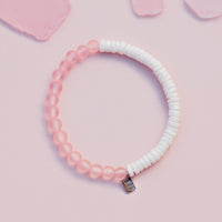 Puka Shell & Frosted Bead Stretch Bracelet Gallery Thumbnail