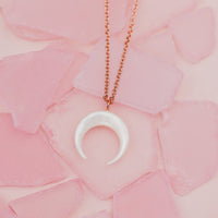 Pearl Crescent Moon Necklace Gallery Thumbnail
