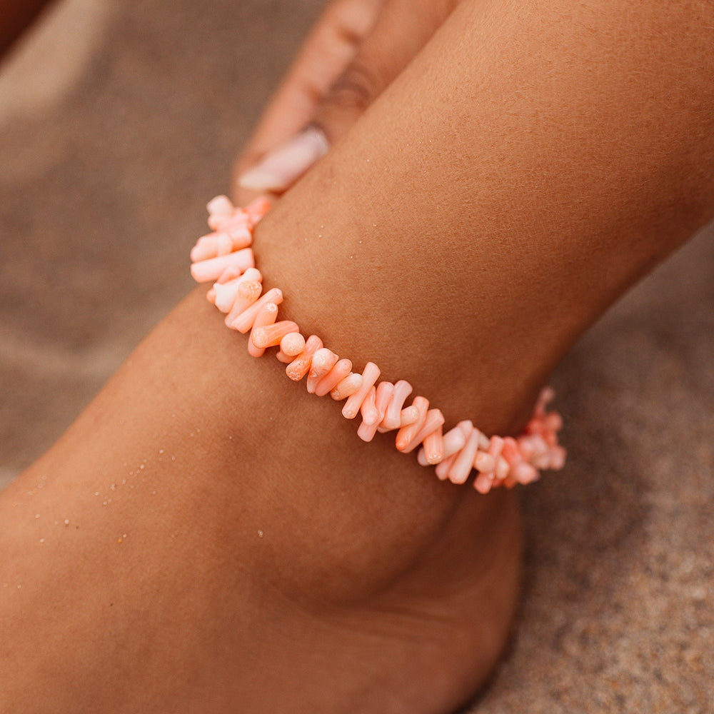 Pink Coral Chain Anklet 3