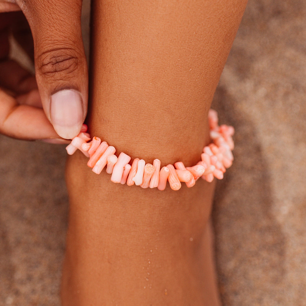 Pink Coral Chain Anklet 5