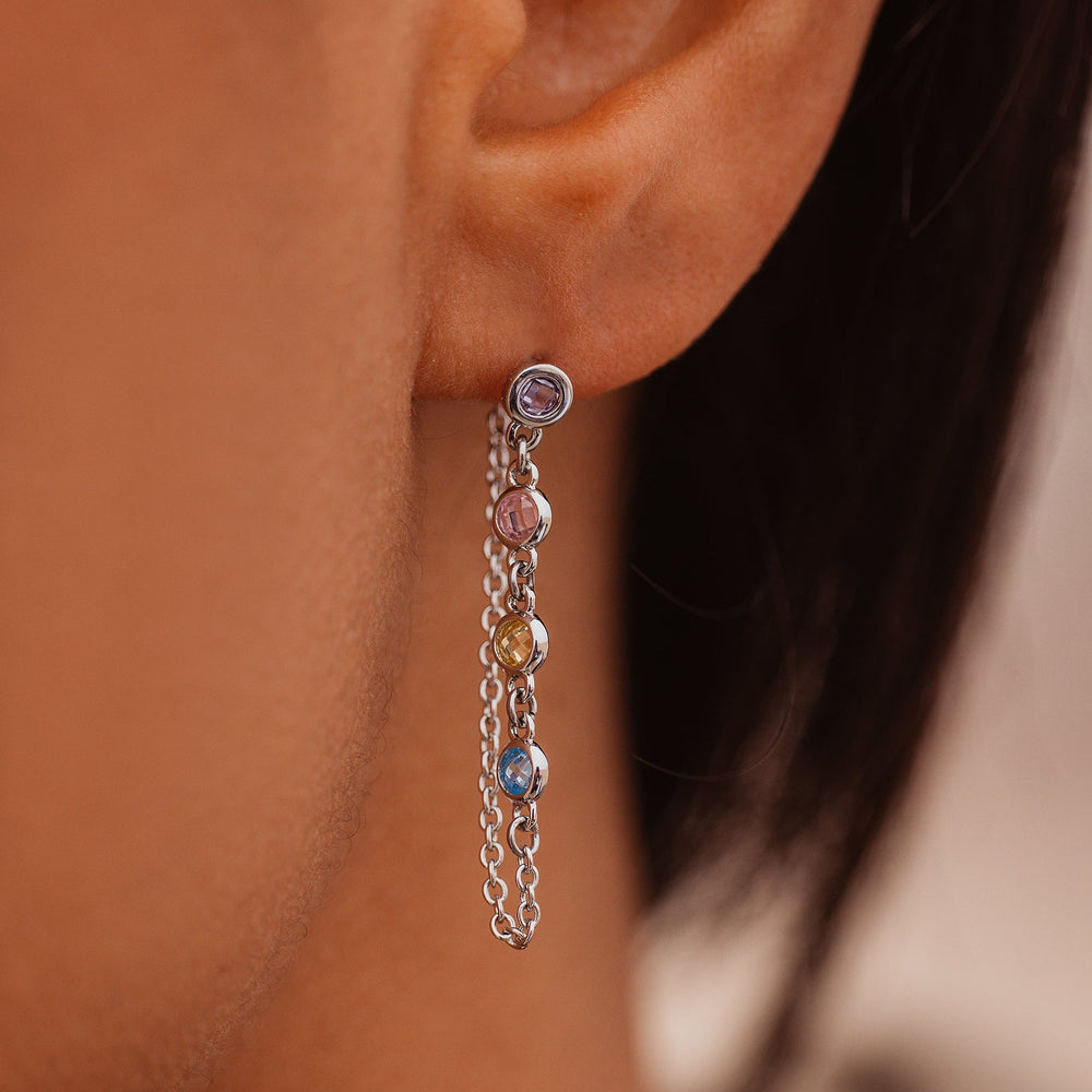 Pastel Gemstone Chain Drop Earrings 2