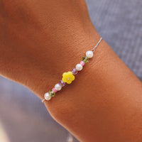 Resin Flower & Mixed Seed Bead Slider Bracelet Gallery Thumbnail