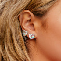 Pastel Vintage Heart Stud Earrings Gallery Thumbnail