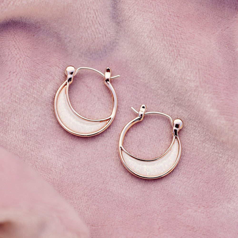 Opal Crescent Hoop Earrings 4