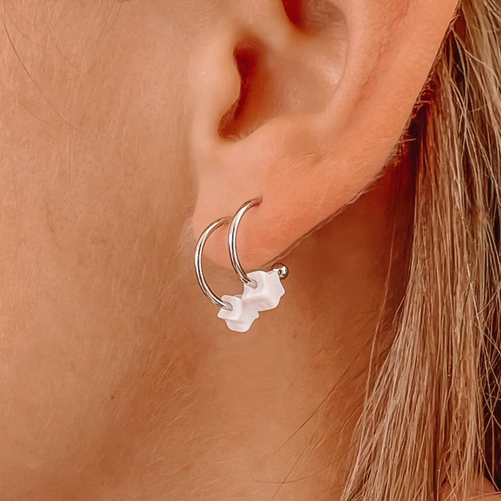Pearlized Star Bead Hoop Earrings 2