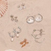 Mother of Pearl Mini Wave Hoop Earrings Gallery Thumbnail