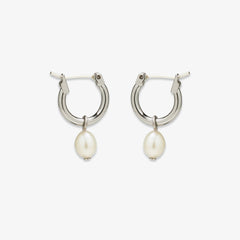 Drop Pearl Hoop Earrings