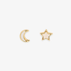 Moon & Star Stud Earrings