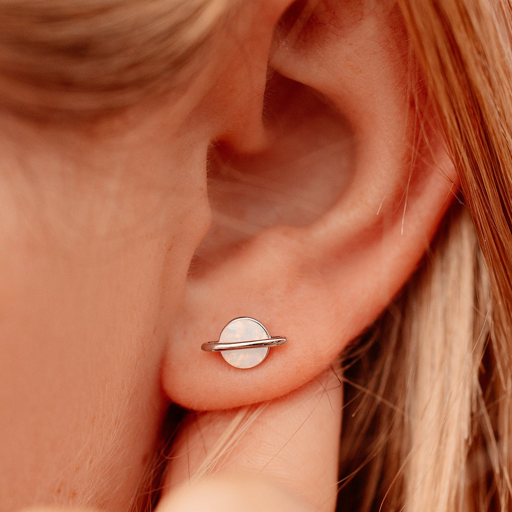 Opal Saturn Stud Earrings 8