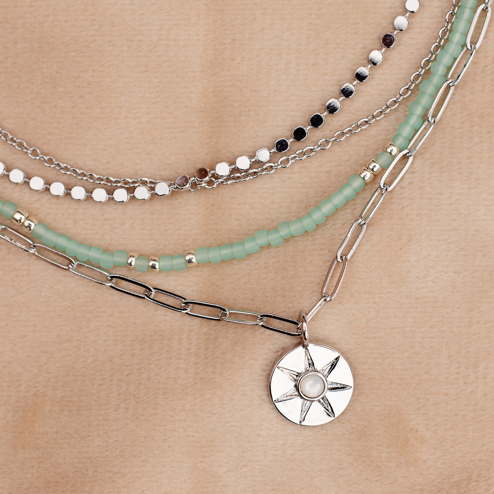 Fashion Boho Long Beaded String Beads Pendant Women Multilayer Necklace  Jewelry