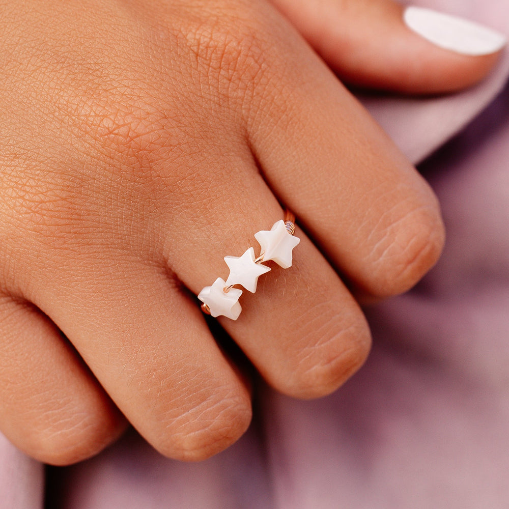 Pearlized 3 Star Ring 2