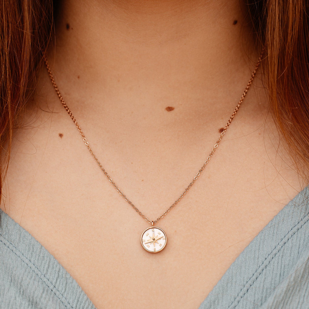 Mother of Pearl Compass Necklace 9