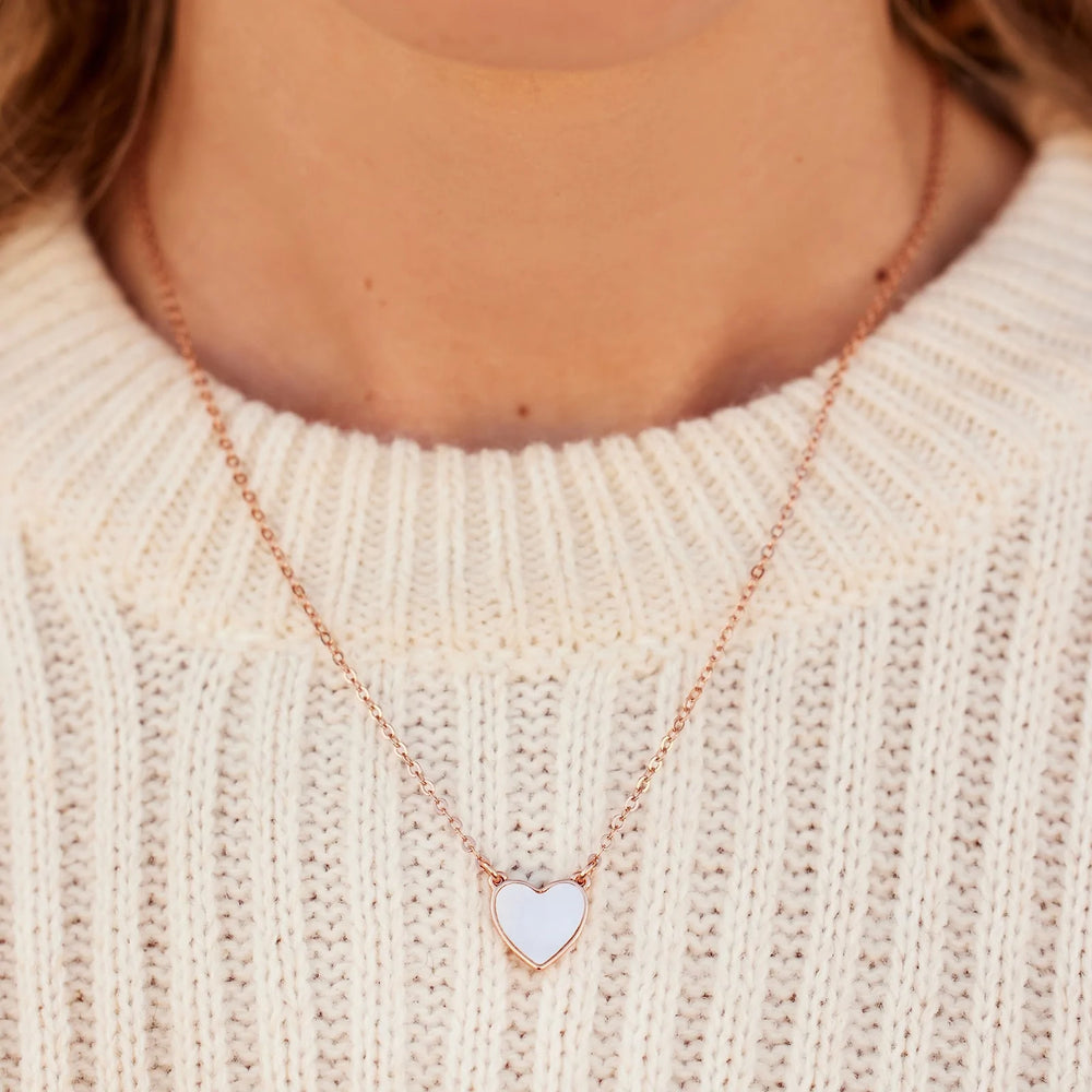 Mother of Pearl Heart Pendant Necklace 5