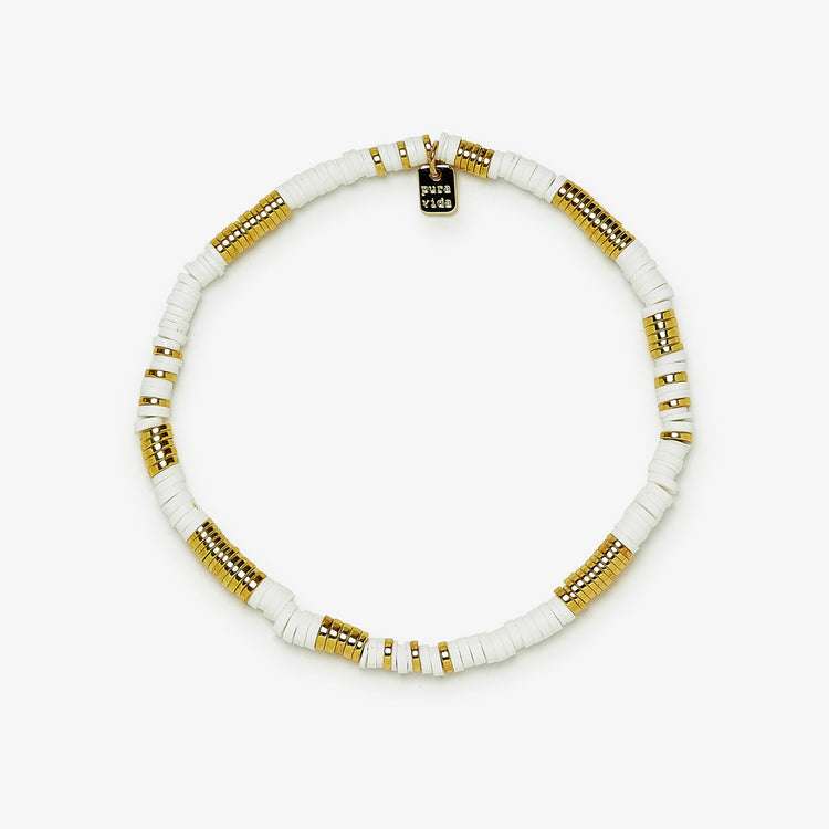 Gold & White Pisa Stretch Anklet