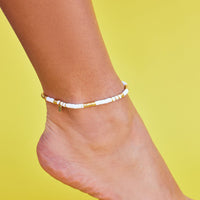 Gold & White Pisa Stretch Anklet Gallery Thumbnail