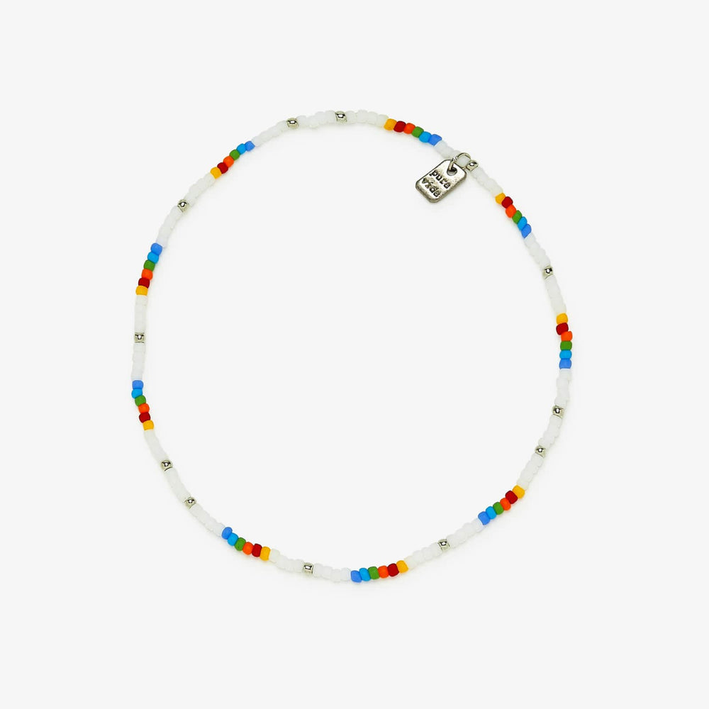 Rainbow Seed Bead Stretch Anklet 1
