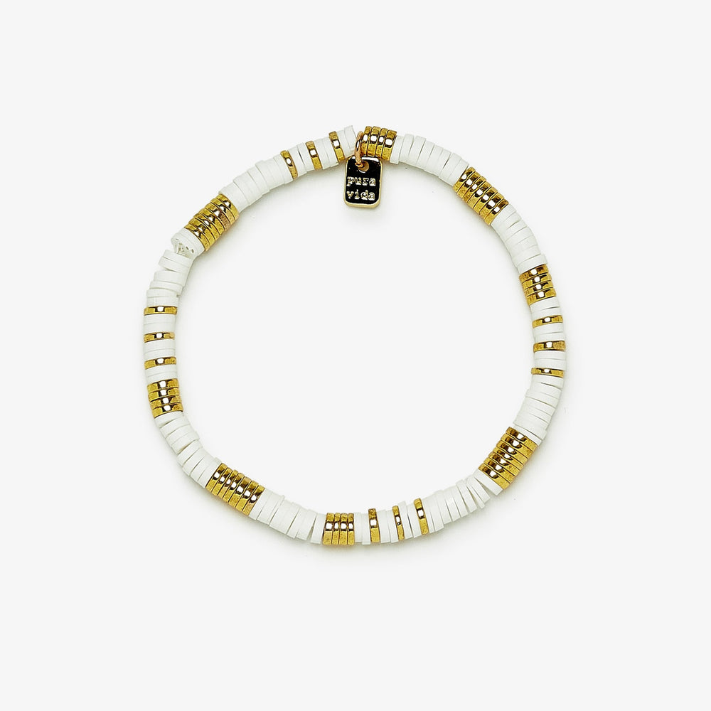 Gold & White Pisa Stretch Bracelet 1