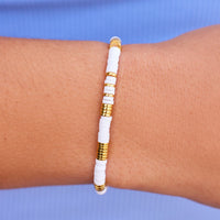 Gold & White Pisa Stretch Bracelet Gallery Thumbnail