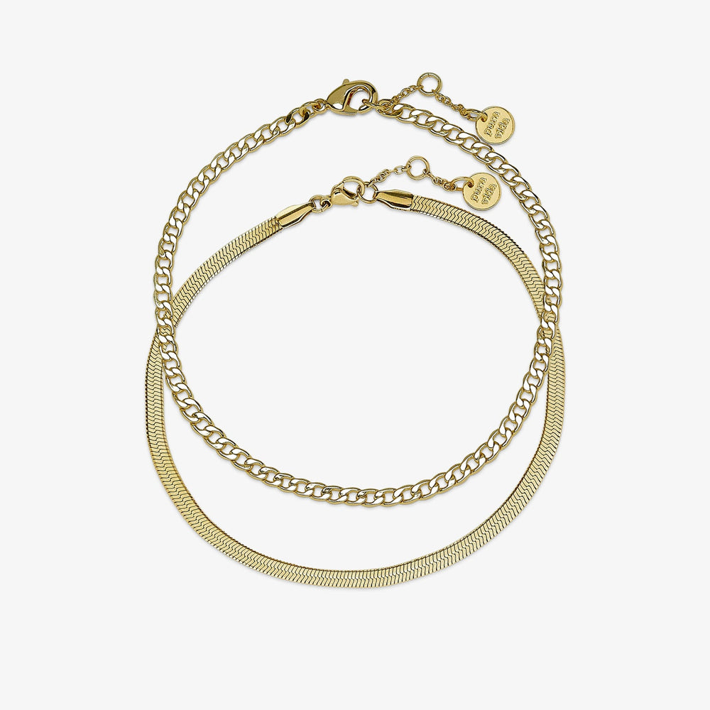 Snake and Curb Chain Anklet Set 1