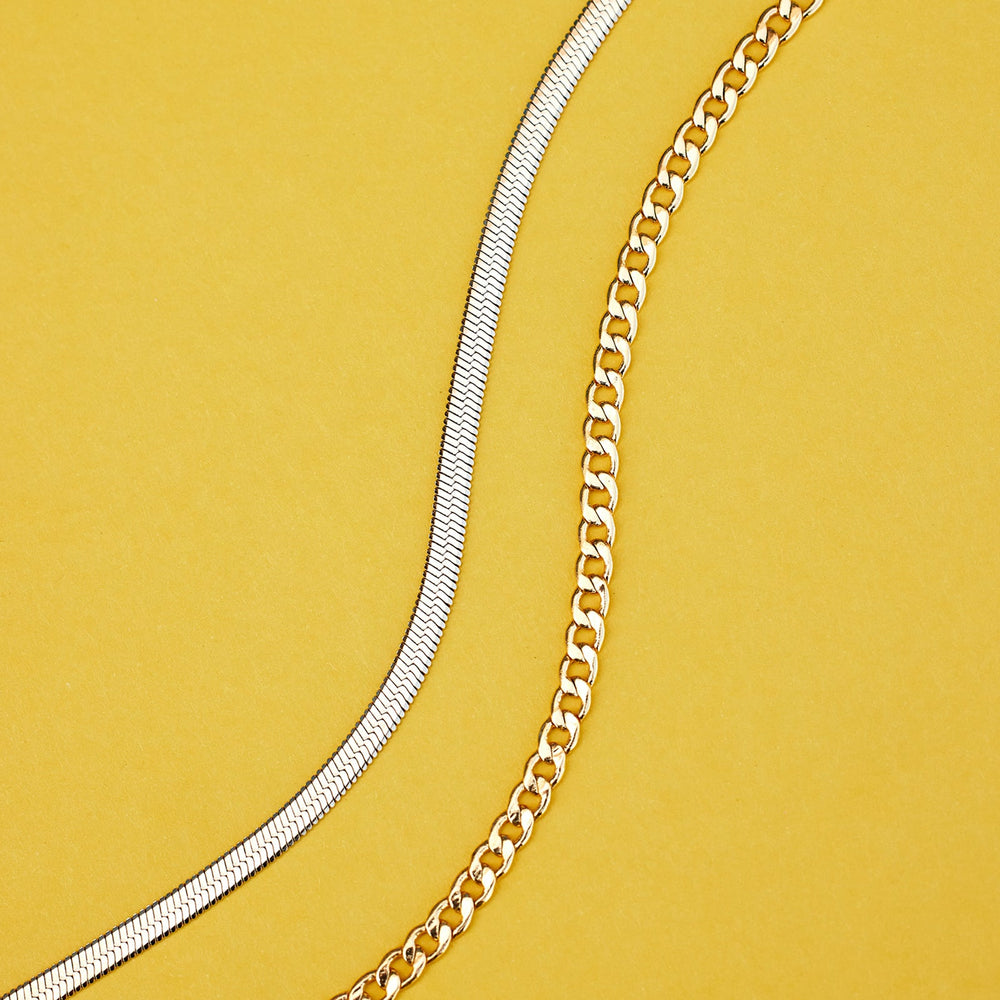Snake and Curb Chain Anklet Set 4