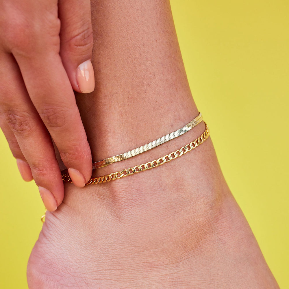 Snake and Curb Chain Anklet Set 6