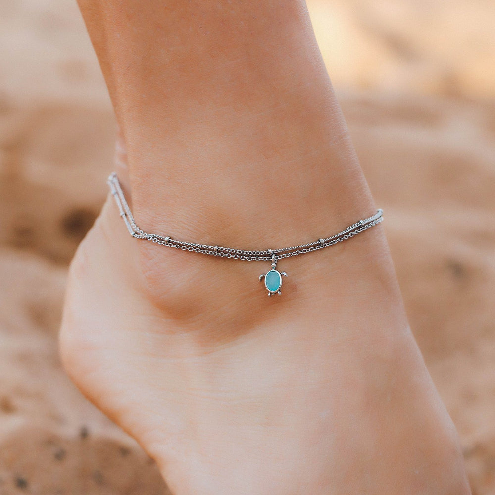 Silver deals turtle anklet