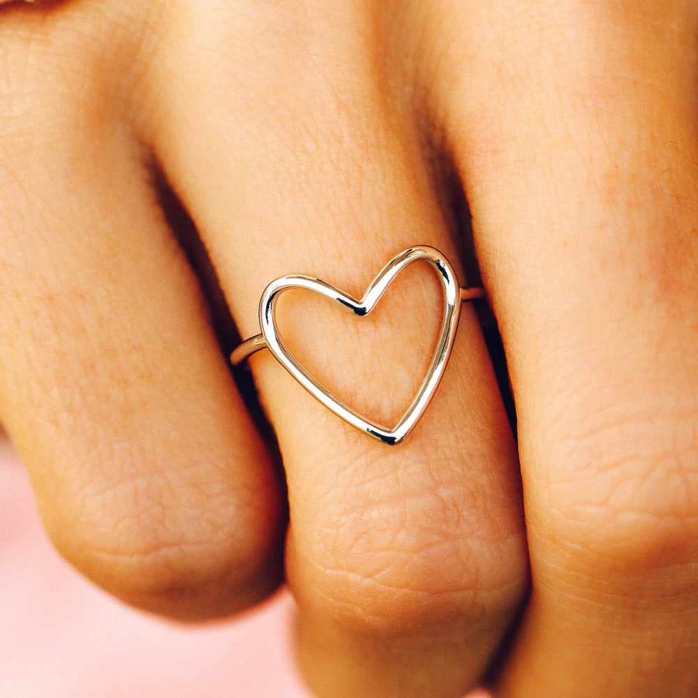 Statement Heart Ring Silver / 5