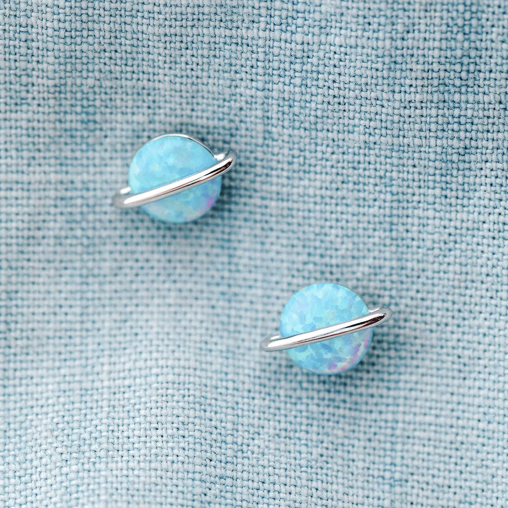 Opal Saturn Stud Earrings 6
