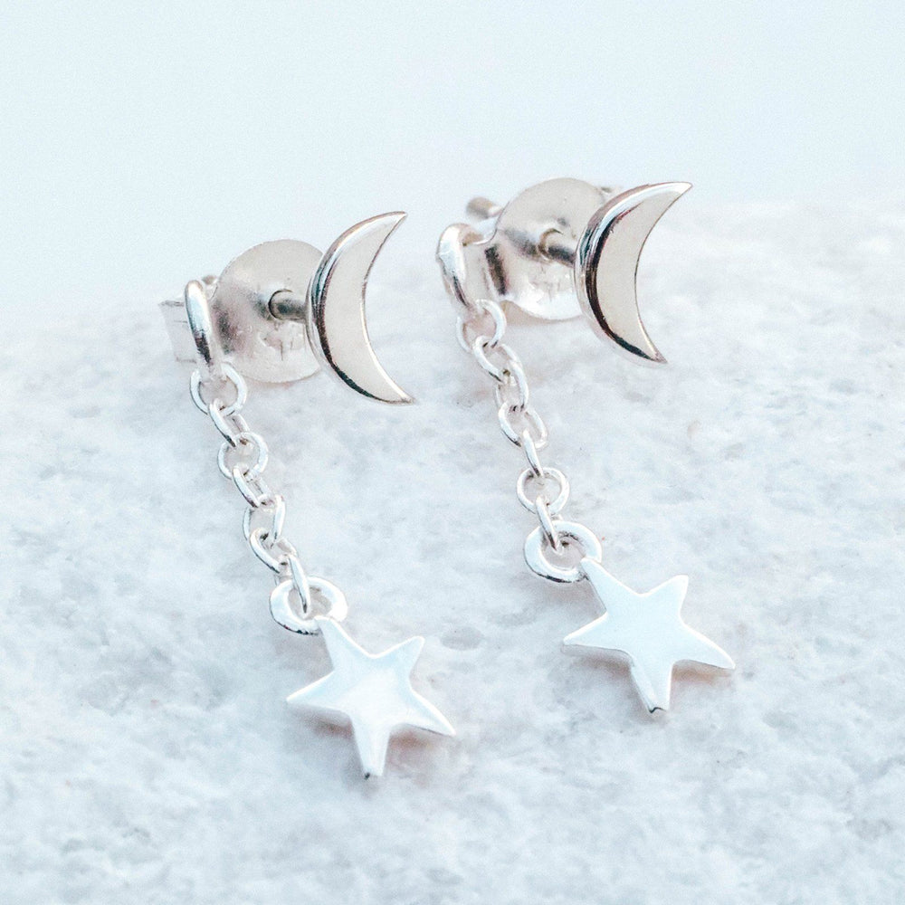 Sterling Silver Planet & Star Drop Earrings