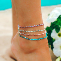 Silver Stitched Beaded Anklet Gallery Thumbnail