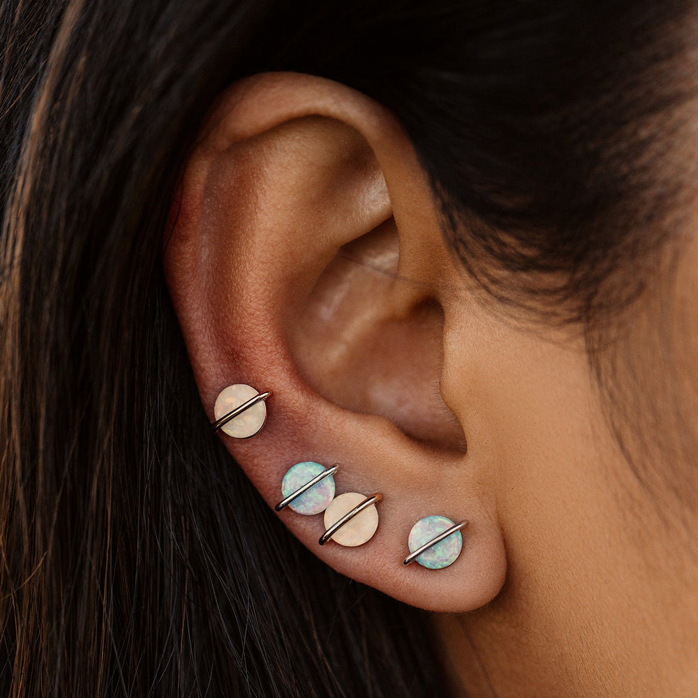 Opal Saturn Stud Earrings 7