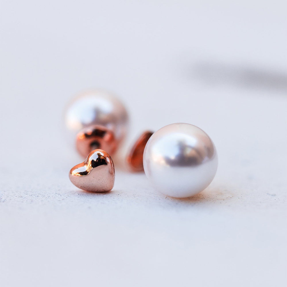 Pearl & Heart Double Sided Stud Earrings 4