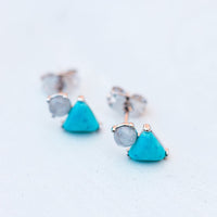 Turquoise & Moonstone Stud Earrings Gallery Thumbnail