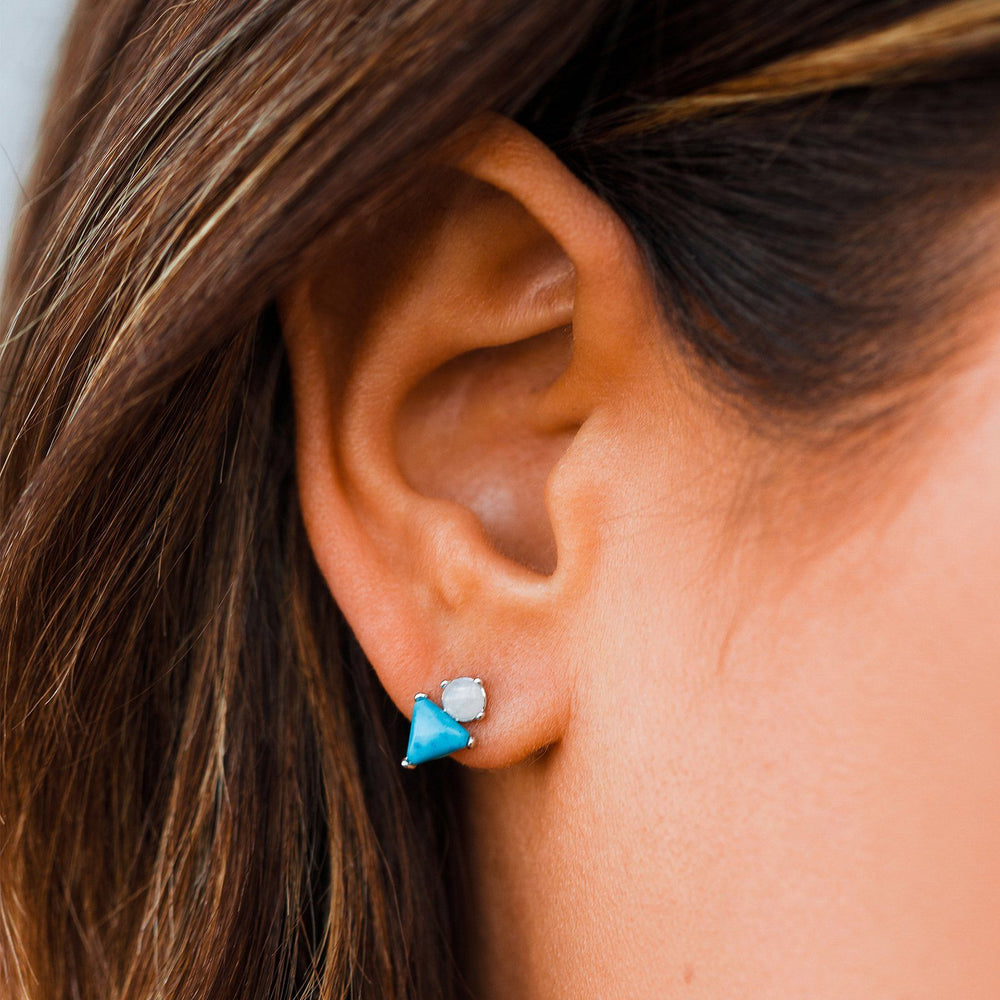 Turquoise & Moonstone Stud Earrings 3