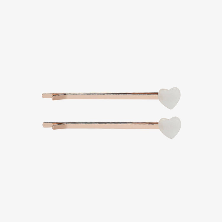 Pearlized Heart Hair Pins (Set of 2)