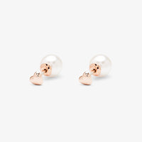 Pearl & Heart Double Sided Stud Earrings Gallery Thumbnail